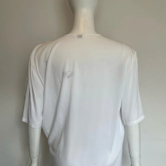 Ya Ya Womens  White Side Knot Assent Short Sleeve Top Blouse US 10 NWOT - Picture 6 of 11